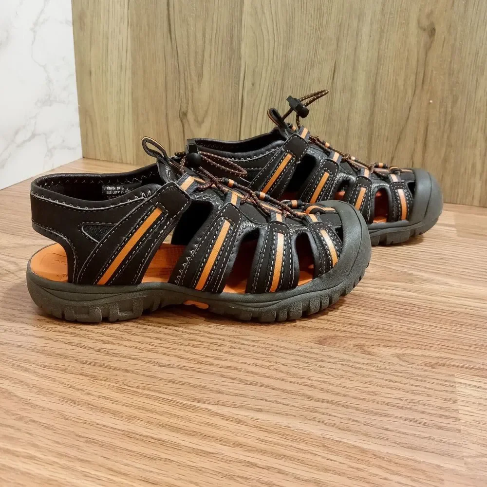 Arizona Jeans Co. Boys Sz 1 EU 32 Slingback Sandal Shoe Sneaker Closed Toe Brown